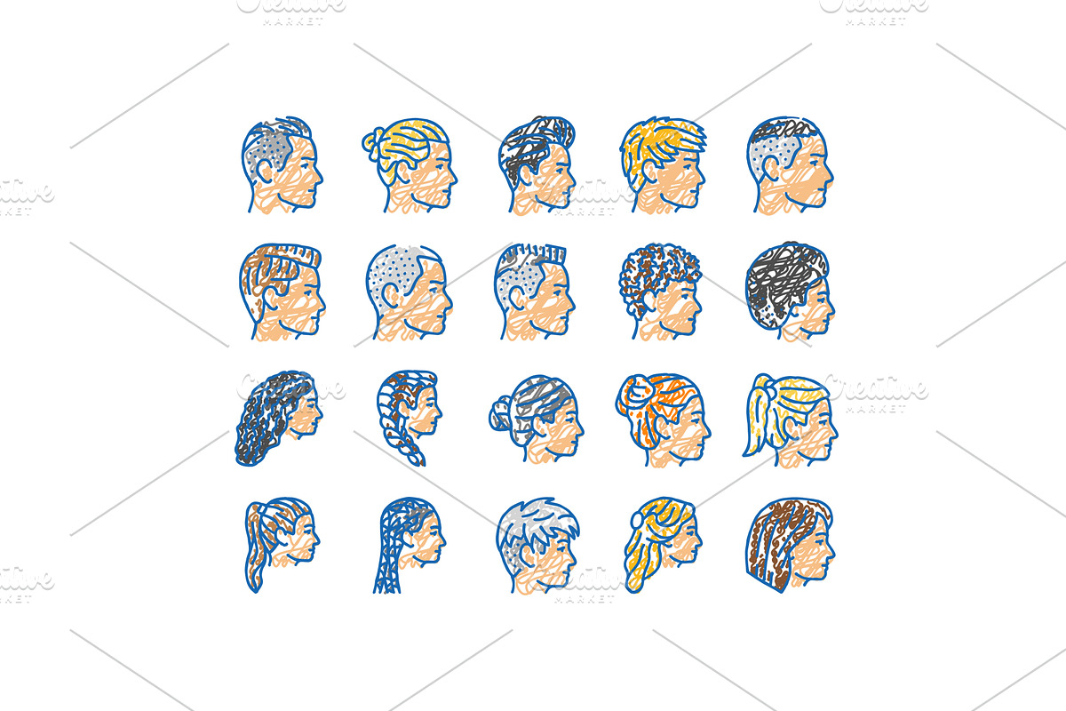 hairstyle portrait hair fashion, an Object Illustration by pikepicture
