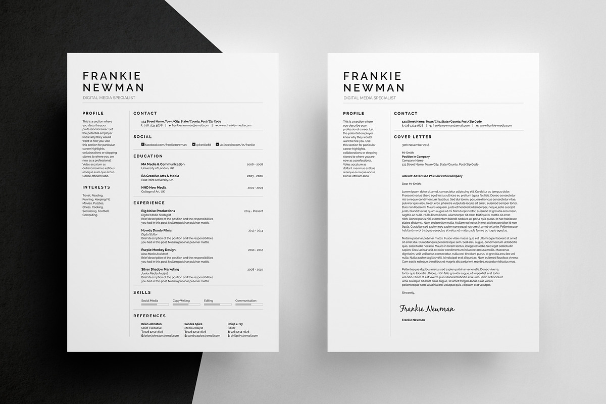 Resume/CV - Frankie, a Resume Template by bilmaw creative (Photo 2 of 3)