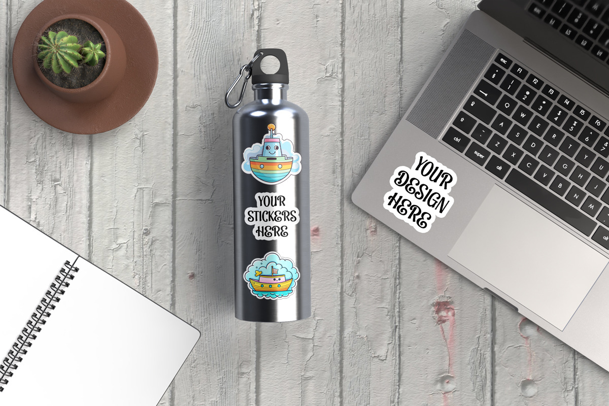 Stainless Steel Water Bottle Mockup, an Advertising Mockup by Rami's Mockups (Photo 3 of 9)