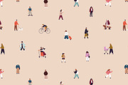 Tiny people walking set + patterns, a Person Illustration by PaperTrident (Thumbnail 2 of 3)
