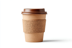 Brown disposable coffee cup with textured sleeve, a Food & Drink Photo by AlyaAnd