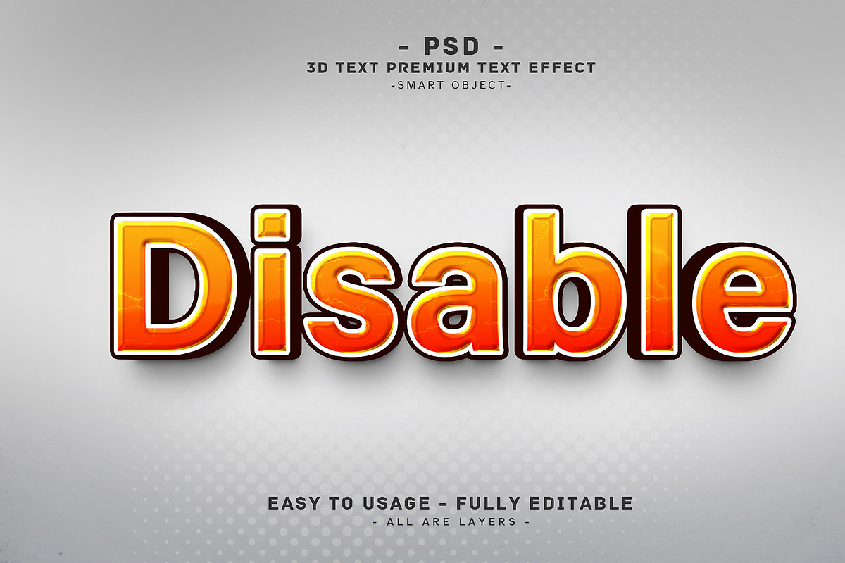 Disable 3D Editable Psd Text Effect, a Layer Style Add-On by Md Jahidul99