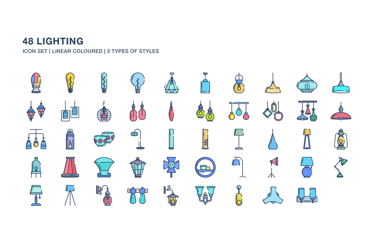 Lighting and electric bulb icon set, an Icon by Icongeek26 (Photo 2 of 4)