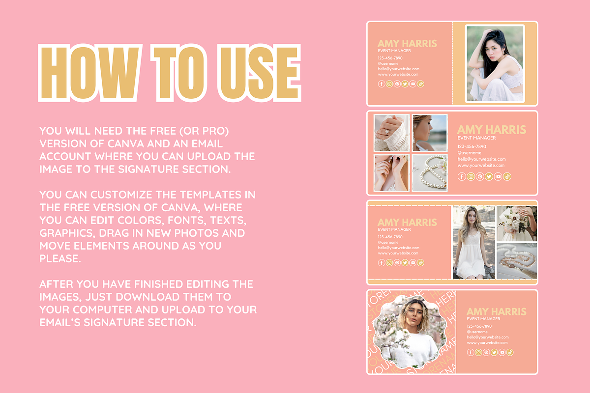 Canva Email Signature Bundle, an Email Template by SunshineStudioBoutique (Photo 3 of 9)