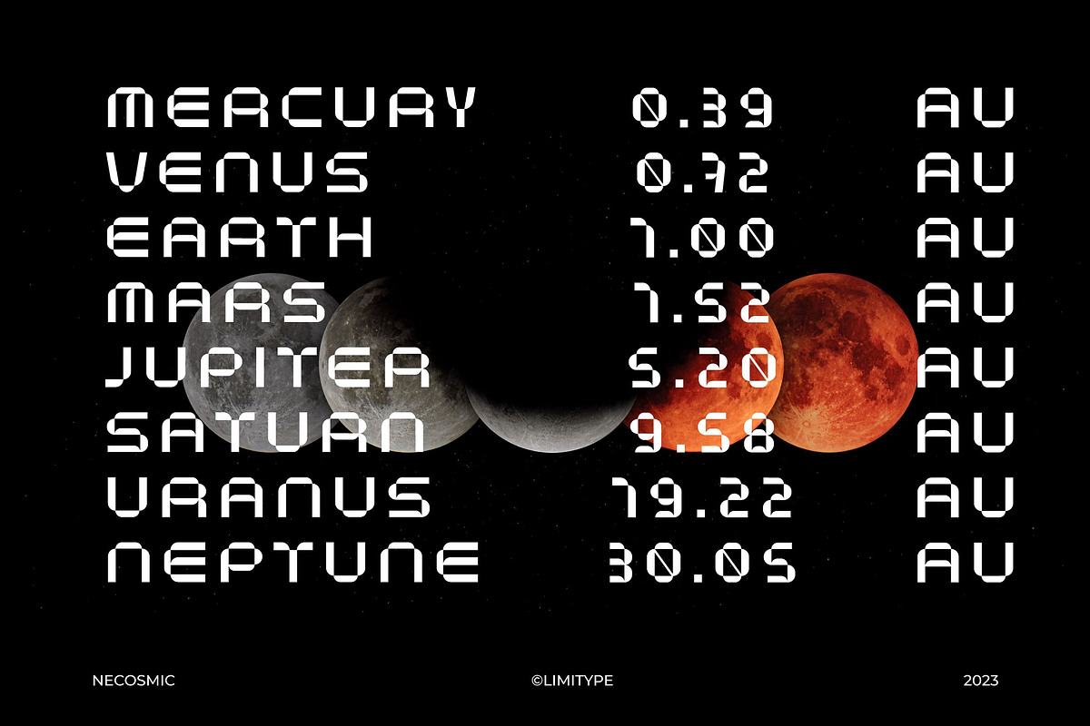 Necosmic - Futuristic Font, a Sans Serif Font by limitype (Photo 3 of 11)
