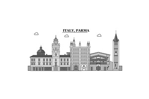 Italy, Parma City Skyline Isolated