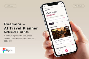 AI Travel Planner Mobile App, an UI Kit Template by Pitchlook.Studio