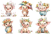 Whimsical Summer Pig Clipart, an Illustration by DreamArtGraphic (Thumbnail 5 of 8)