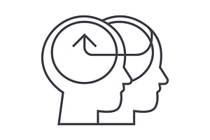 cooperative human heads,collective decision vector line icon, sign, illustration on background, editable strokes, a Person Illustration by urban icon