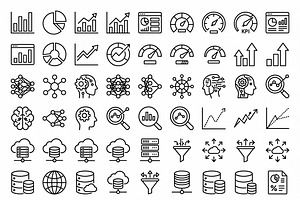 Bundles Vector Analytics Icon Set, an Outline Icon by adenpinkstore