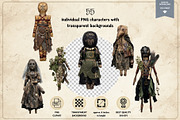 Witchcraft Clipart Paper Dolls, a Decorative Illustration by Print Haven Mochi Vintage (Thumbnail 2 of 6)