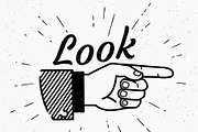 Human finger sign LOOK and HERE, an Illustration by Julia Tim (Thumbnail 1 of 4)