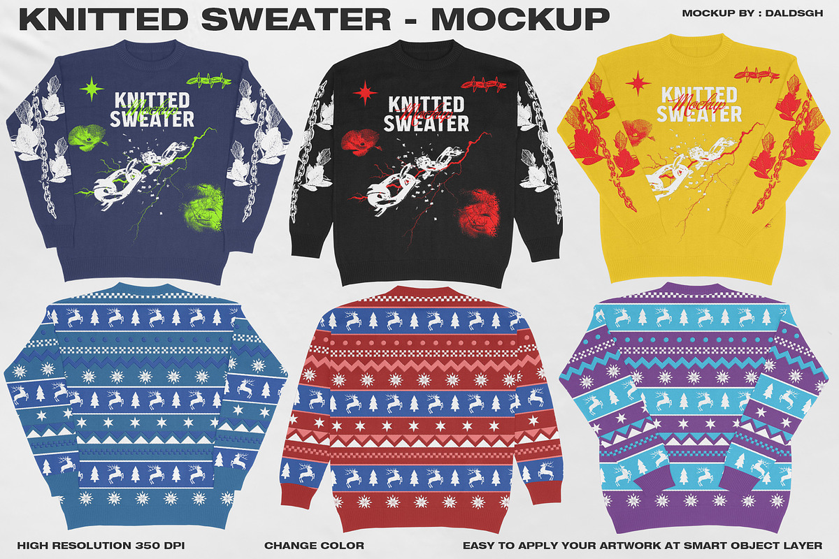 Knitted Sweater - Mockup, a Hoody Mockup by DaldSgh (Photo 1 of 18)