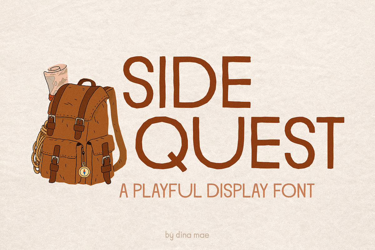 Side Quest - A Playful Display Font, a Sans Serif Font by Dina Mae (Photo 1 of 14)