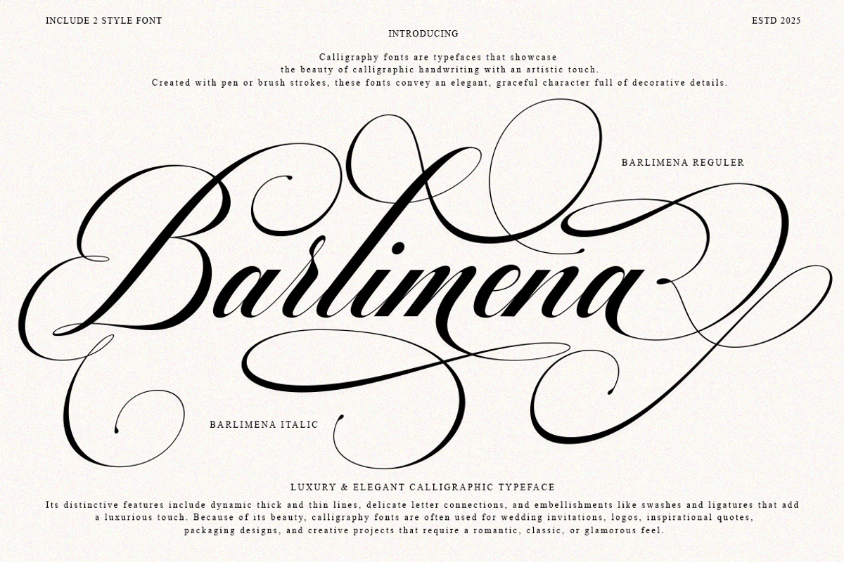 Barlimena Script, a Script Font by IM Studio (Photo 1 of 13)