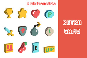 8 bit isometric icons