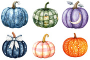 Pumpkin with Pattern Clipart, an Illustration by Watercolor design (Thumbnail 2 of 4)