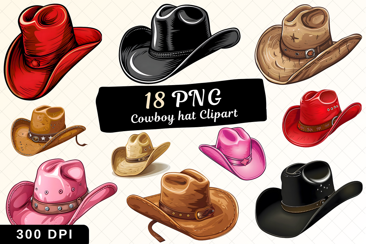 Cowboy Hat Clipart, Cowgirl Clip Art, an Object Illustration by POC Digital (Photo 1 of 7)