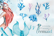 Hand-Painted Mermaid Clipart Set, a Person Illustration by ArtCreationsDesign (Thumbnail 17 of 24)