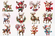 Christmas Cute Reindeer Clipart, an Illustration by Dream Creation (Thumbnail 2 of 5)