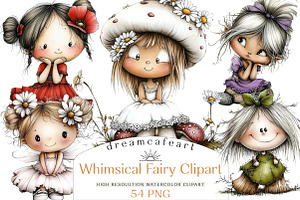 Whimsical Fairy Clipart Bundle, an Illustration by DreamCafeArt