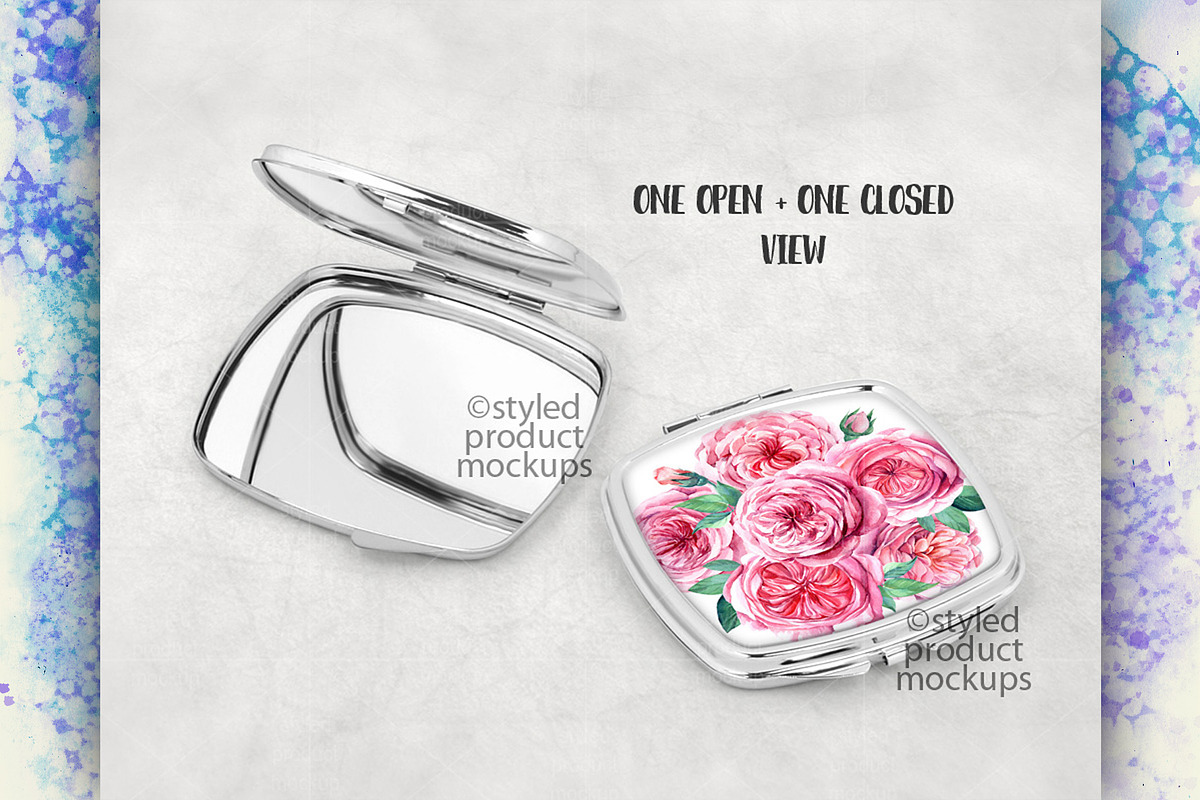 Square compact mirror mockup, a Product Mockup by StyledProductMockups