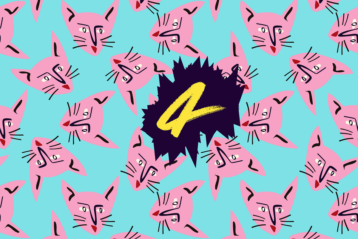 Cartoon Cats Seamless Patterns, a Pattern Graphic by Art's and patterns (Photo 7 of 9)