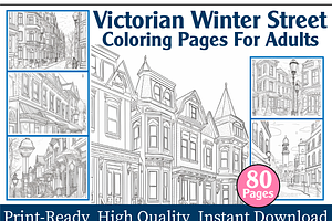 Victorian Winter Street Coloring