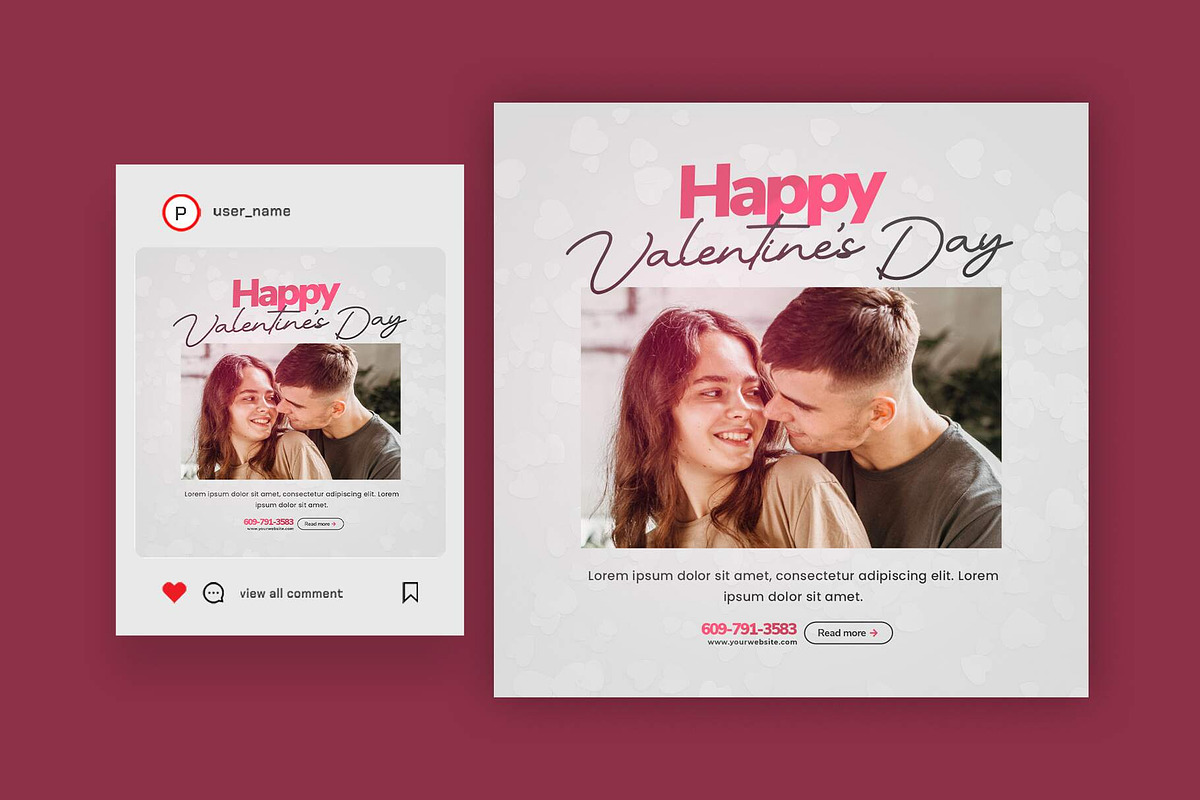 Valentine's Day Instagram Bundle, a Social Media Template by Saman Osama (Photo 2 of 5)