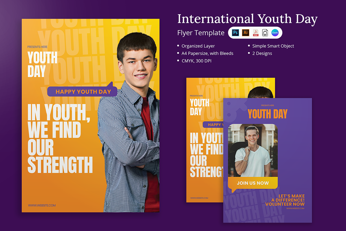 International Youth Day Canva Flyer, a Flyer Template by Attype (Photo 1 of 5)