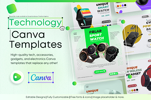 Tech Canva Design Templates, a Social Media Template by Exceptionalways
