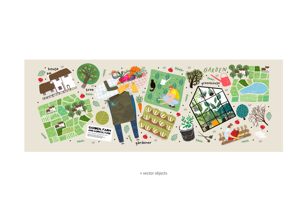 Garden, farm and agriculture, an Object Illustration by Ardea-studio (Photo 2 of 2)