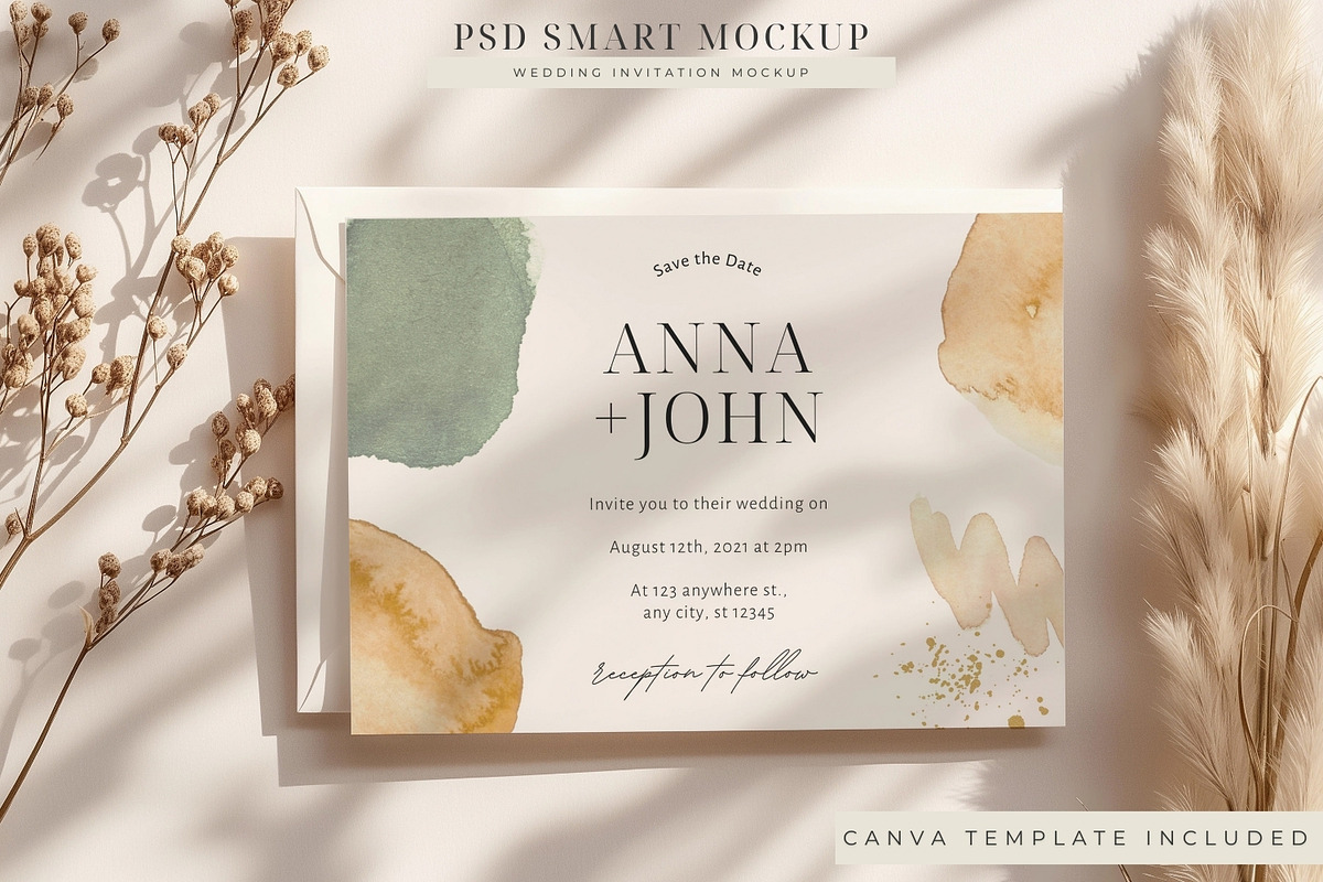 Wedding Invitation PSD Mockup, an Advertising Mockup by ClipCraft (Photo 6 of 9)