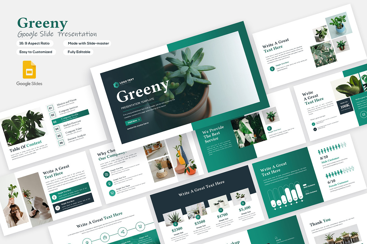 Greeny Google Slides Presentation, a Presentation Template by zahidhossainalif (Photo 1 of 9)