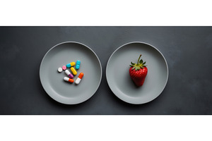 Comparison of colorful pills and a, an Illustration by tilialucida