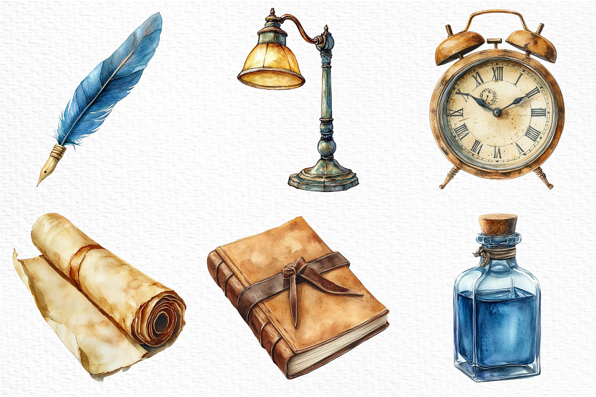 Watercolor Rustic Library Clipart, an Illustration by Craft Nest (Photo 2 of 5)
