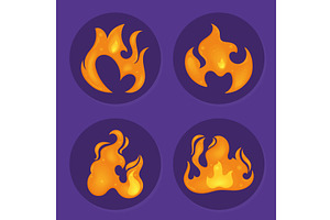 four fire flames icons, an Object Illustration by studiogstock