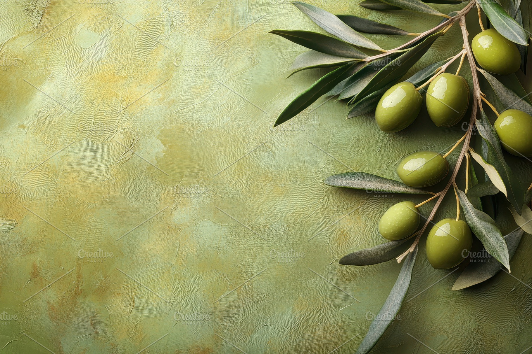 Green banner featuring olive, a Photo by Pavel_design