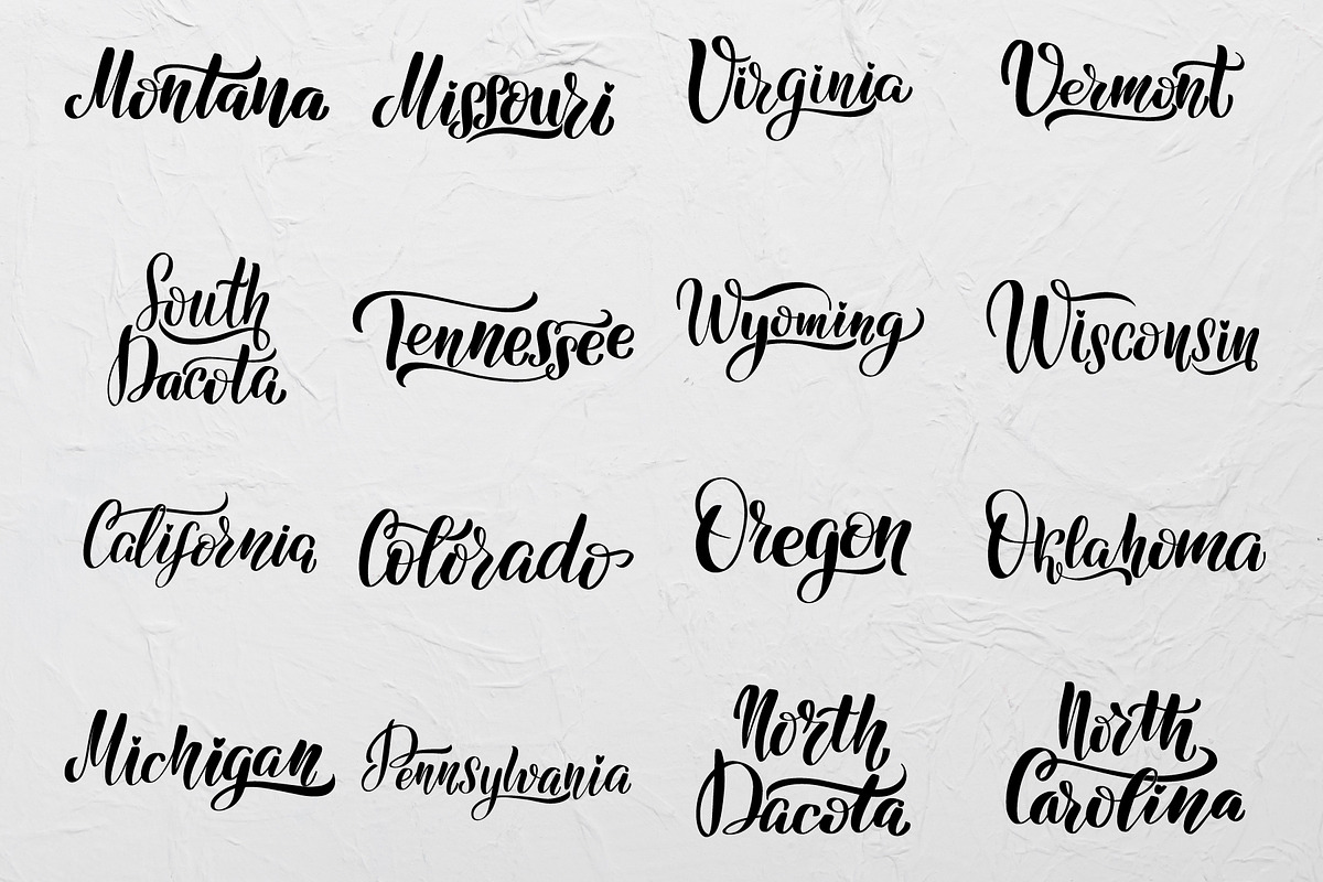 50 US State Names Vector Lettering, an Object Graphic by Selentaori Studio