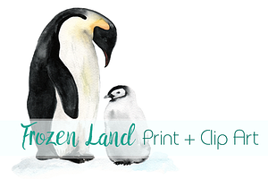 Frozen Land Watercolor Print ClipArt