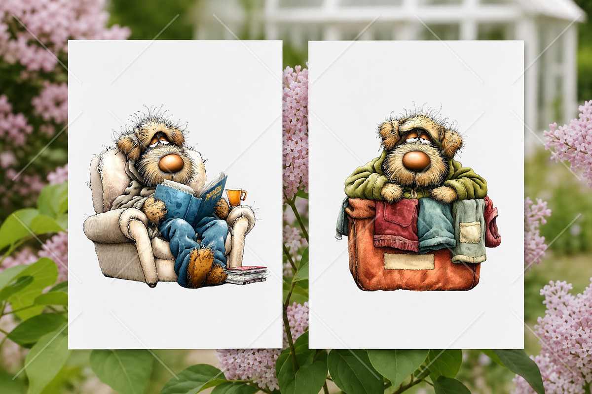 Whimsical Funny Lazy Dog Clipart PNG, a Seasonal Illustration by Canvas Craft (Photo 8 of 10)