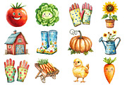 Cute Farm Garden Clipart, an Illustration by SinaCreation (Thumbnail 2 of 5)