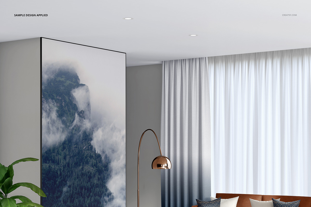 Living Room Textile Frames Mockup, a Household Mockup by creatsy5