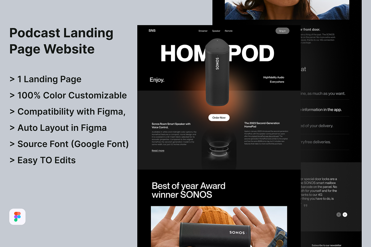 Podcast Landing Page Design, a Landing Page Template by UiDex (Photo 1 of 4)