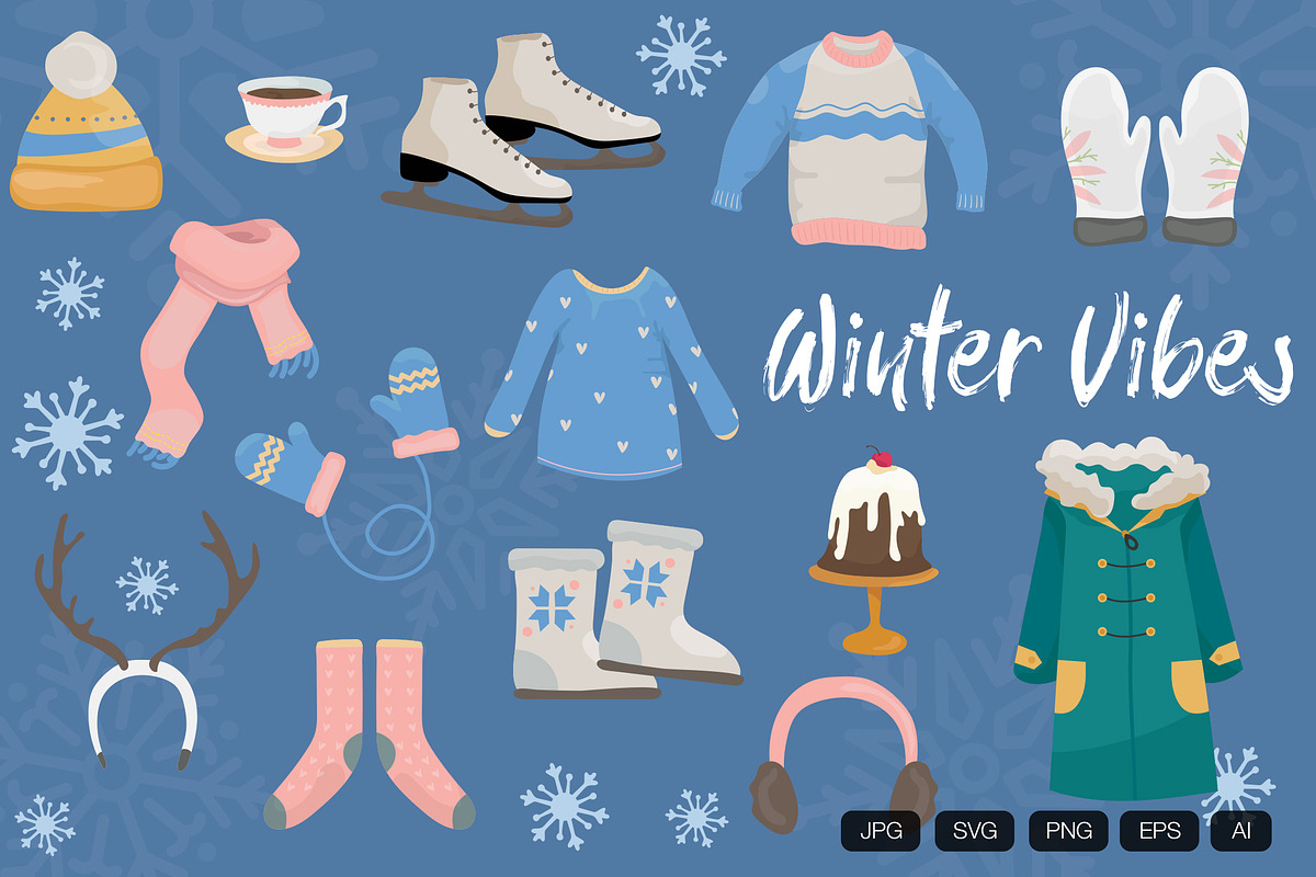 14 Winter Vibes Hand Drawn, a Food Illustration by vintagio