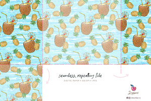 Coconut Juice Summer Pattern 009