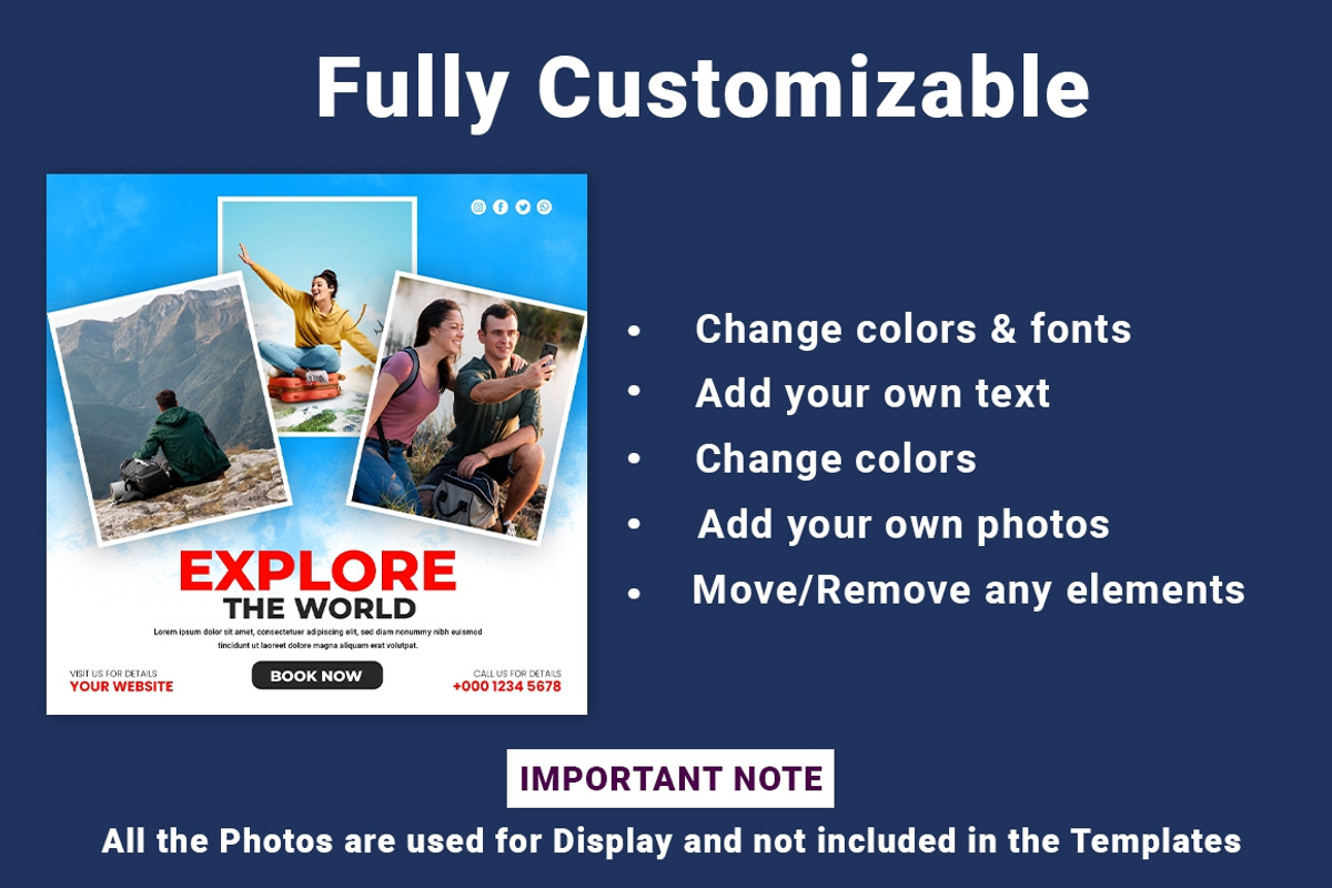 50 Travel social media set, a Poster Template by Design.wala (Photo 5 of 7)
