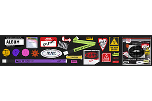 The punk stickers set with texture