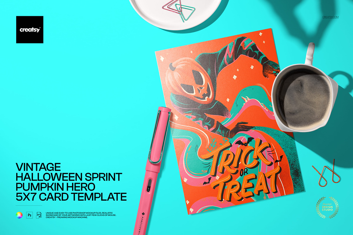 Halloween Pumpkin Hero Card Template, a Card Template by creatsy5 (Photo 1 of 5)