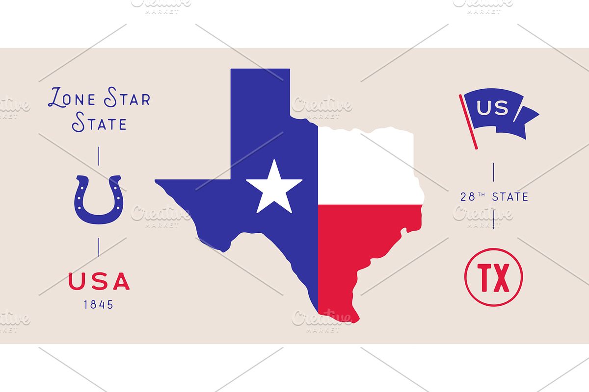 Texas state map silhouette, lone, an Illustration by Foxys Graphic